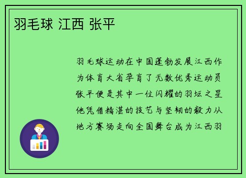 羽毛球 江西 张平